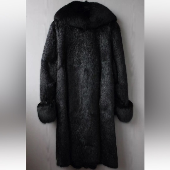 XXL Black Real Nutria Fur Vintage Coat - Picture 3 of 8